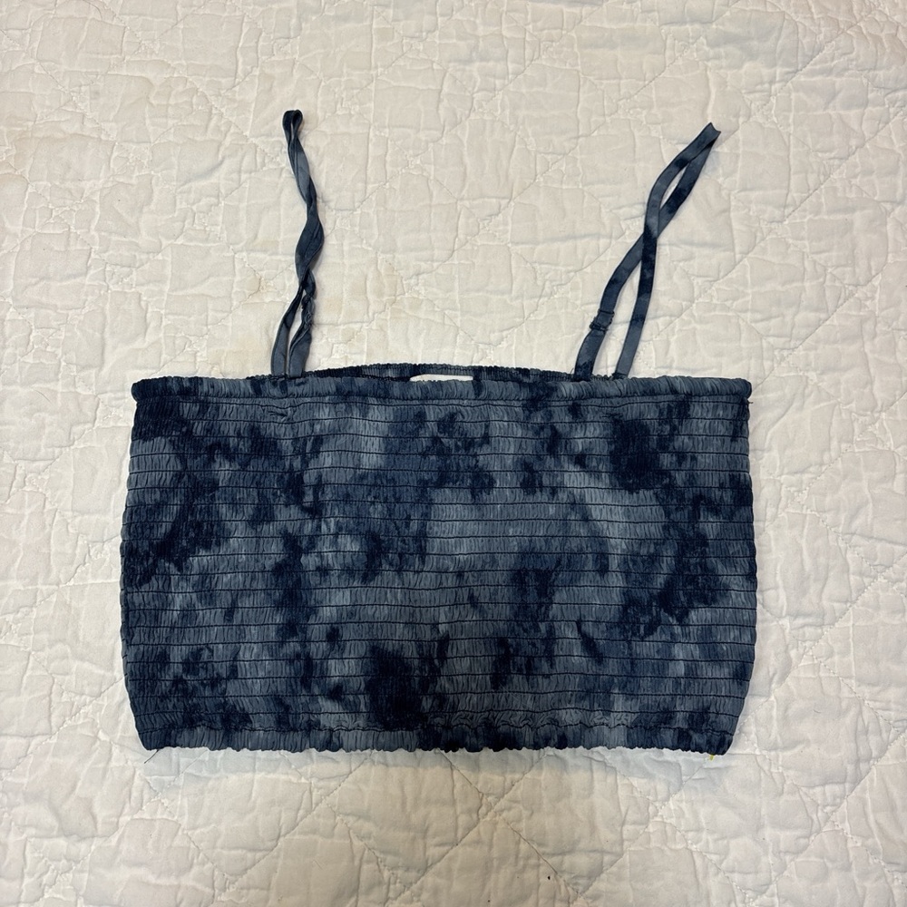 American Eagle Outfitters Navy Smocked Top